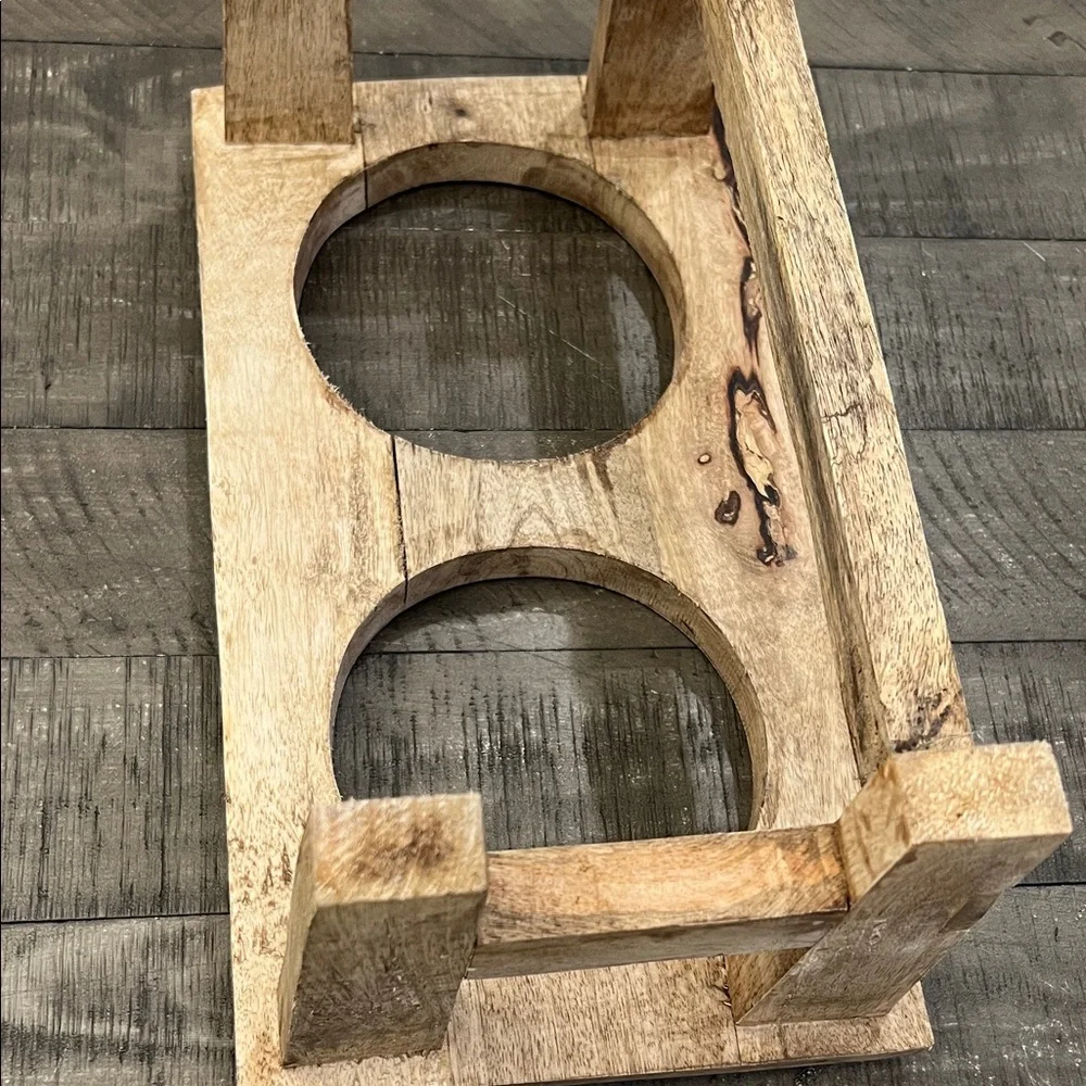 Stainless Steel Pet Feeding Bowls with Wooden Stand